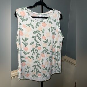 LuLaRoe Floral Tank Top - Green‎ and Peach